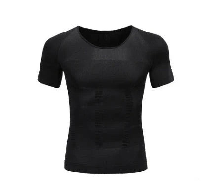 Men's Slimming Compression Chest Workout Tee in Blue, Black, and White colors