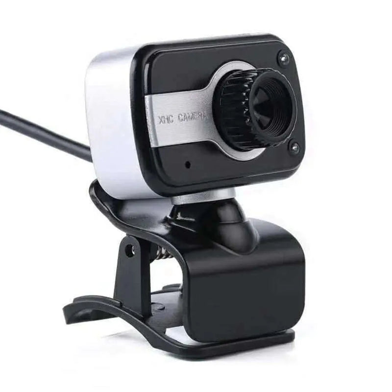Mini driverless USB webcam with manual focal length adjustment, 12MP high-definition resolution, built-in microphone, and 360-degree rotating function, compatible with Windows systems and popular messaging applications including Skype