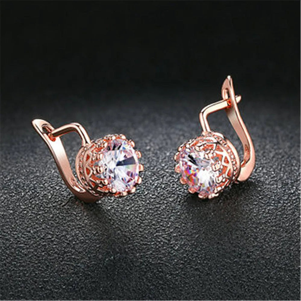 Korean Retro Crown Earrings Ear Clip in copper with crown shape and ear clip mechanism