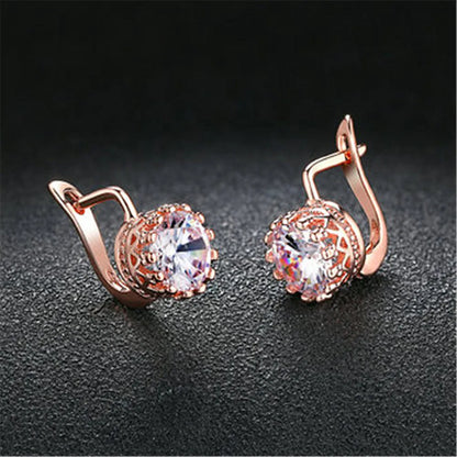 Korean Retro Crown Earrings Ear Clip in copper with crown shape and ear clip mechanism