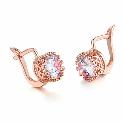 Korean Retro Crown Earrings Ear Clip in copper with crown shape and ear clip mechanism