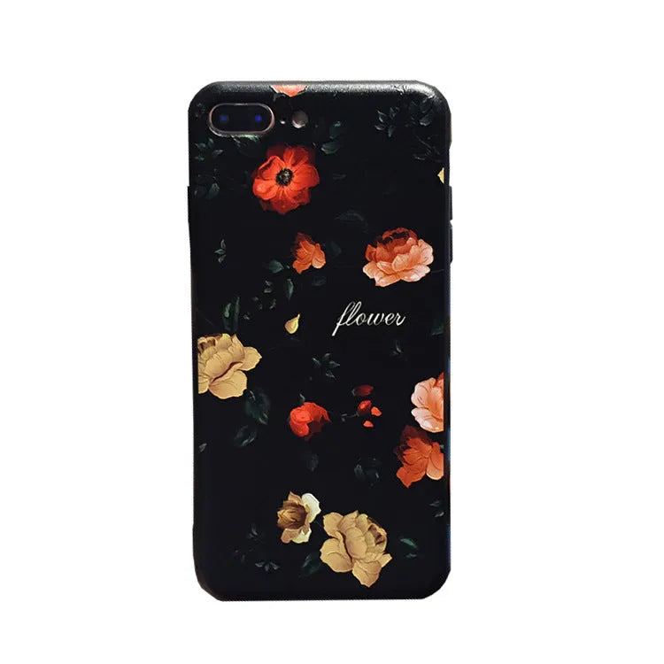 Love Silicone Phone Case for Samsung, TPU back cover, Black Love design with painted dots and animals.