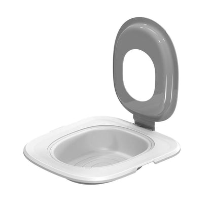 Fifth Generation cat litter training toilet with upper tray and anti-track base mat in blue.