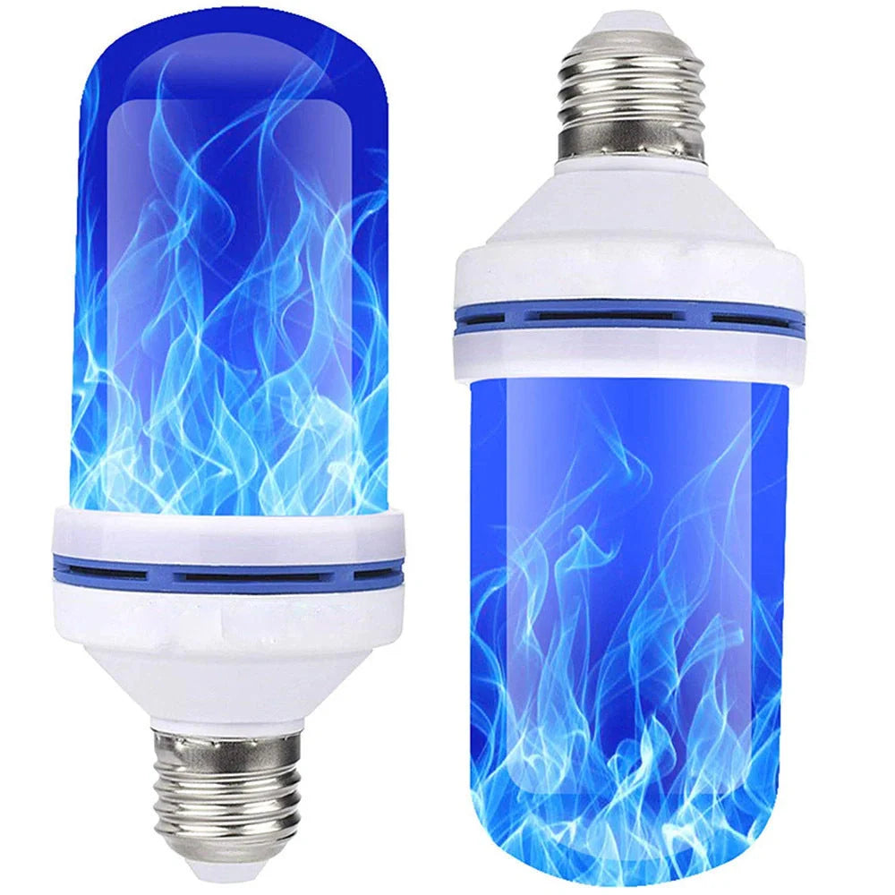 LED Flame Light Bulb in blue and yellow with four lighting modes for Christmas and home decor