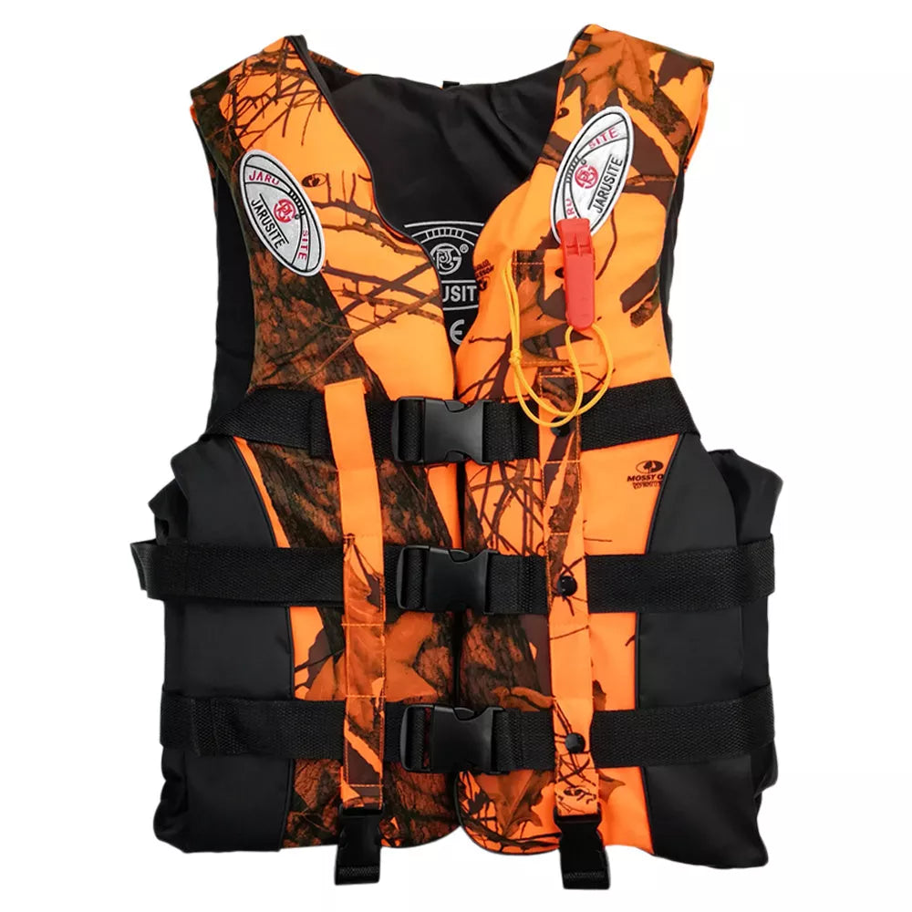 Child's life jacket with EPE foam buoyancy, reflective pads, and survival whistle