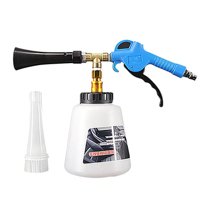 Blue Tornado interior cleaning gun with adjustable tube showing 70-120mm range and 8mm connection