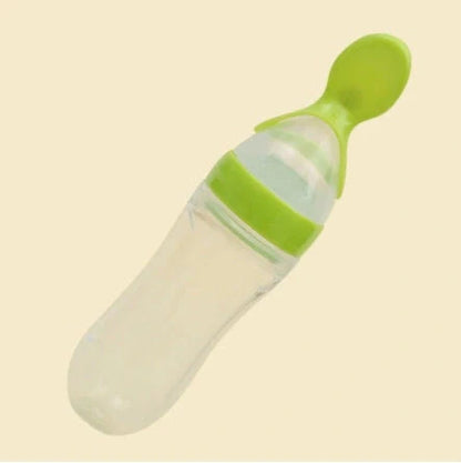 Blue baby silicone feeding spoon with 90ml capacity for rice paste and semi-liquid foods