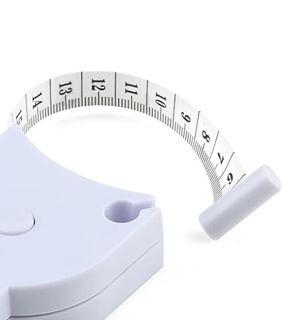 Automatic body measuring tape with 1.5m range showing dual metric and imperial measurement scales