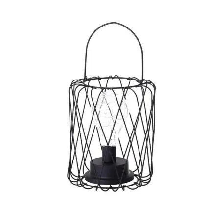 Minimalist hollow iron table lamp with warm white LED light in red wine glass design