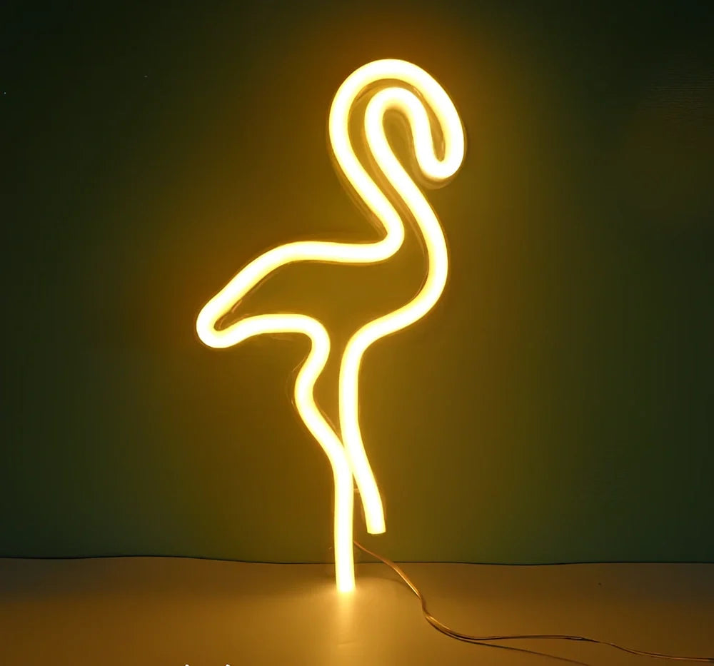 Hanging LED neon wall light in PVC, USB powered, sizes 100-600mm for home decor