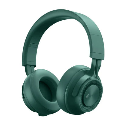 Sports wireless Bluetooth headset showing four colour options with power display and call functionality