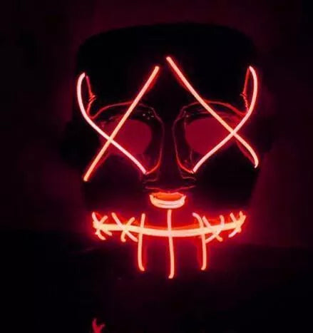 Halloween LED Glowing Full Face Mask in various colors with customizable lighting modes