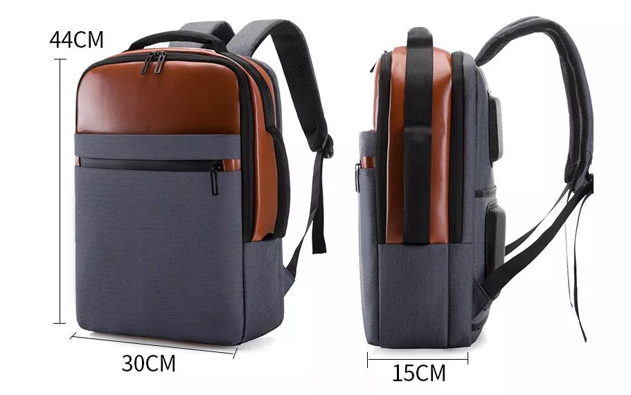 Multi-functional leisure computer bag in copper, blue, and black with large capacity for 15.6-inch laptops