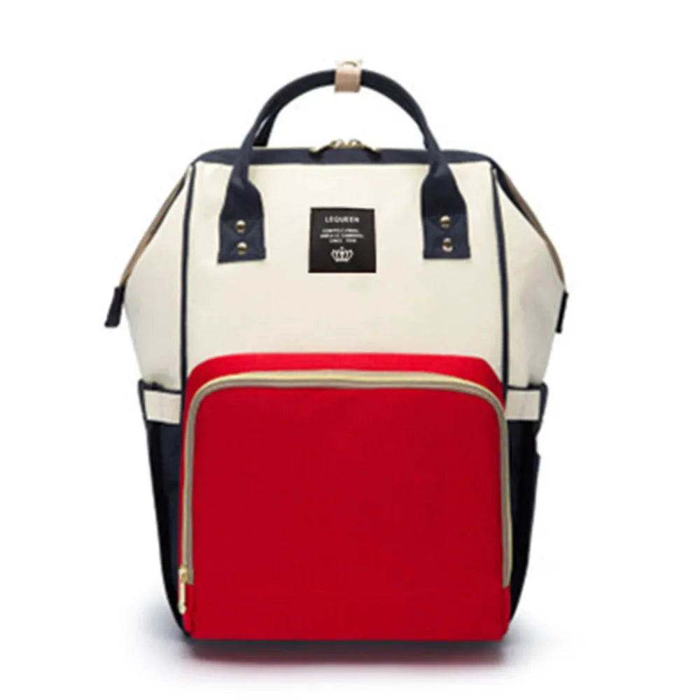 Oxford maternity nappy bag with 16-20L capacity, anti-theft design, bottle area, and multiple colour options