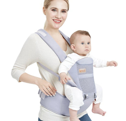 Multifunctional baby carrier waist stool in pink, gray, and blue