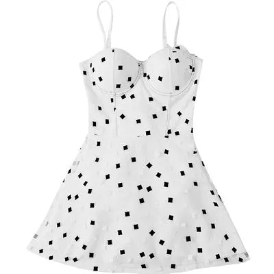 One-piece swimwear in white and black, made from 100% polypropylene for water resistance