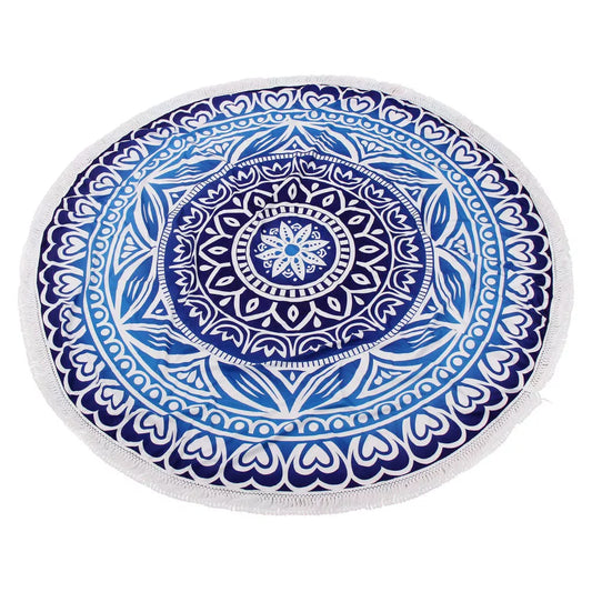 Round beach scarf towel with digital printing, 150cm diameter, quick-drying polyester