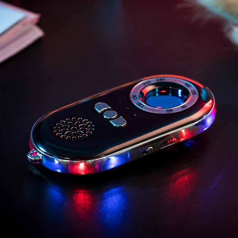 Portable anti-theft security alarm with infrared detection, loud alarm, and LED flashlight for safe travel