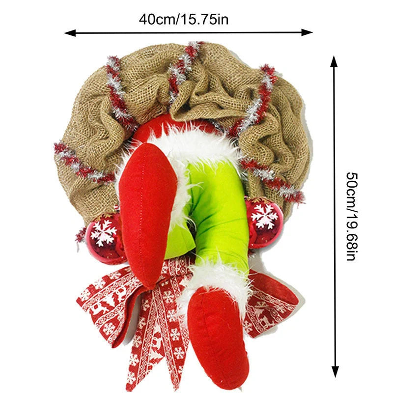 Christmas Thief Burlap Wreath with Santa Legs for door and wall decoration