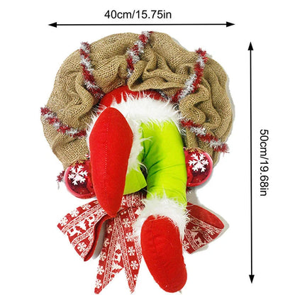 Christmas Thief Burlap Wreath with Santa Legs for door and wall decoration