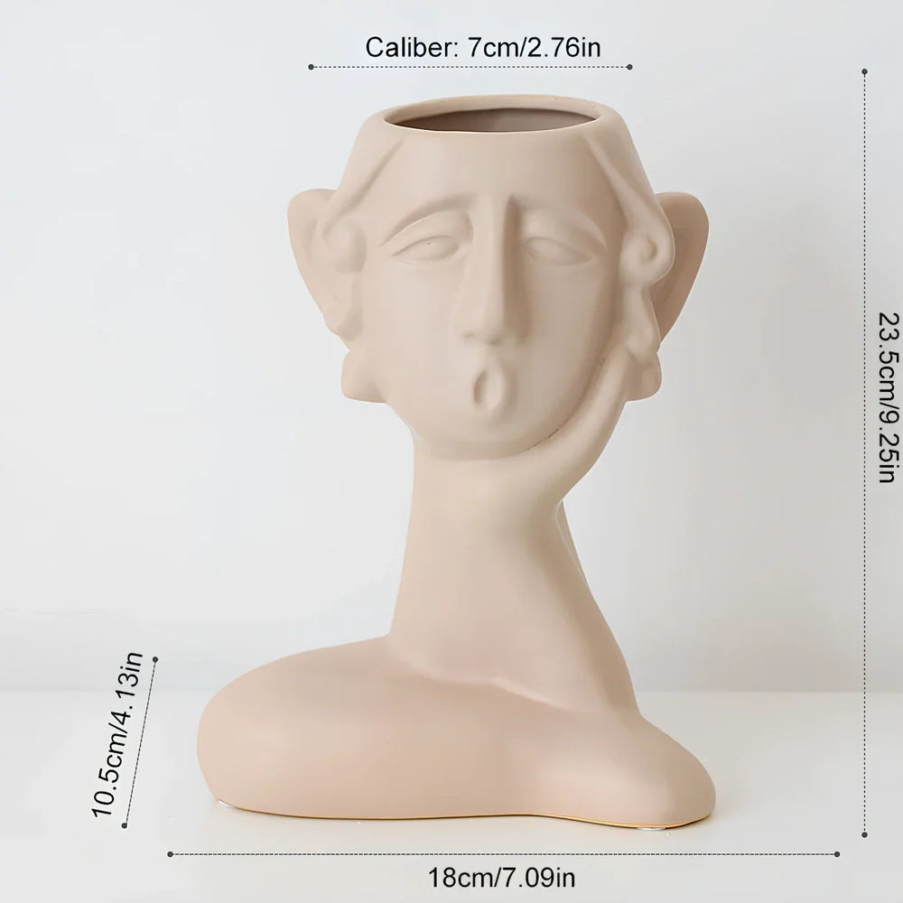 Handcrafted 25 cm ceramic vase with silk cloth drape and PVC base in three styles for home decoration