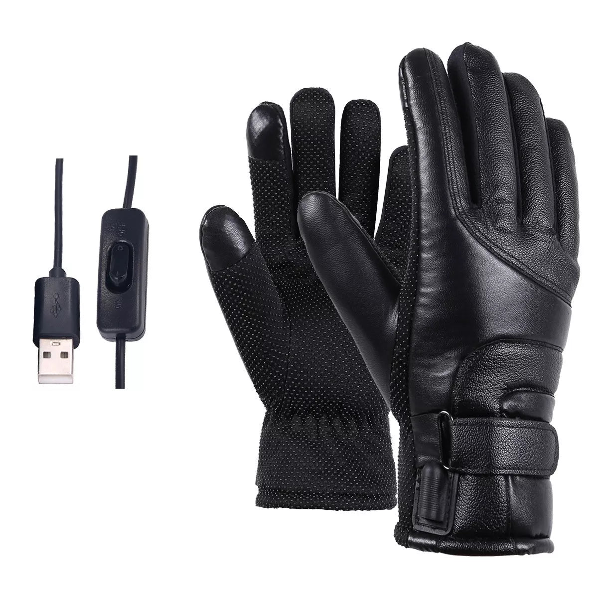 Winter electric heated gloves with windproof and touch screen features