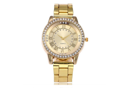 Vansvar women's quartz dress watch with 40mm round dial, alloy strap and rose gold or gold colour option