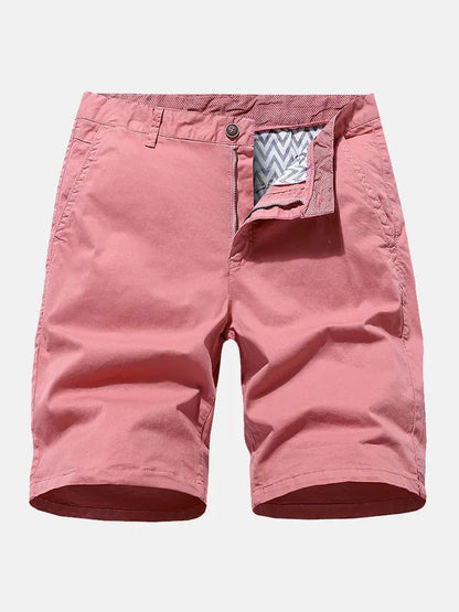 Men's blue denim casual shorts with a loose fit, no belt, and straight legs on a plain background.