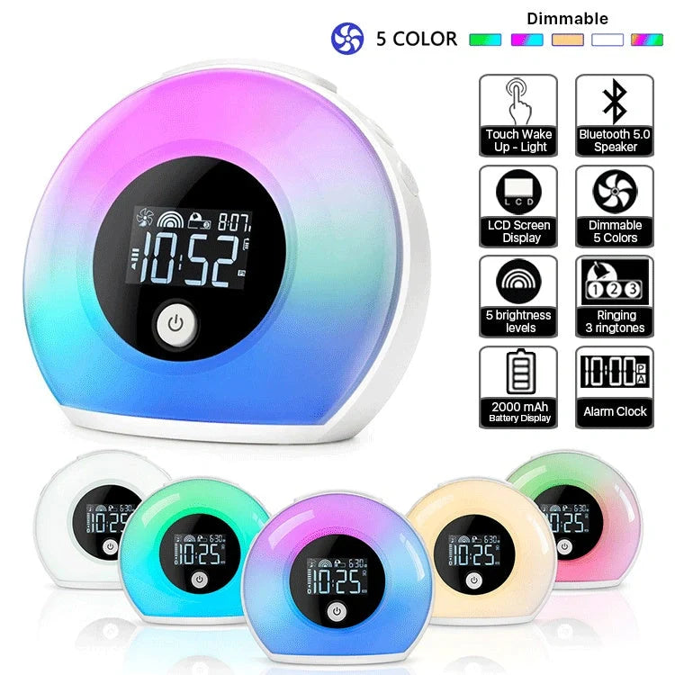 Digital Music Alarm Clock with Bluetooth 5.0 and VA LCD screen in colorful option