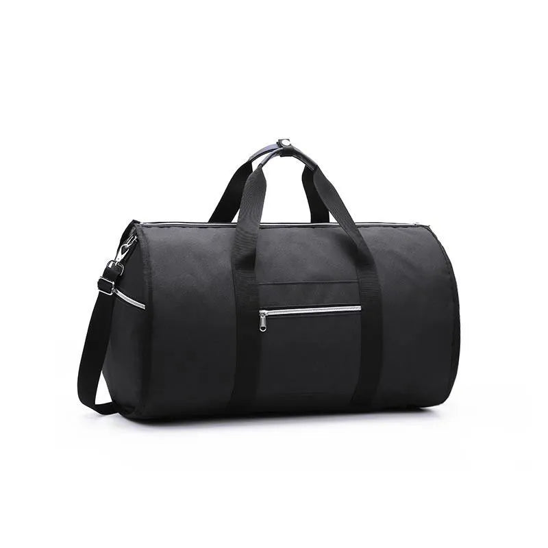 Cylinder travel bag in black with 36-55L capacity, Oxford cloth waterproof construction
