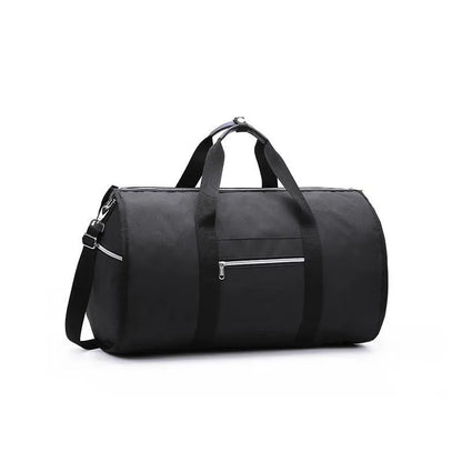 Cylinder travel bag in black with 36-55L capacity, Oxford cloth waterproof construction