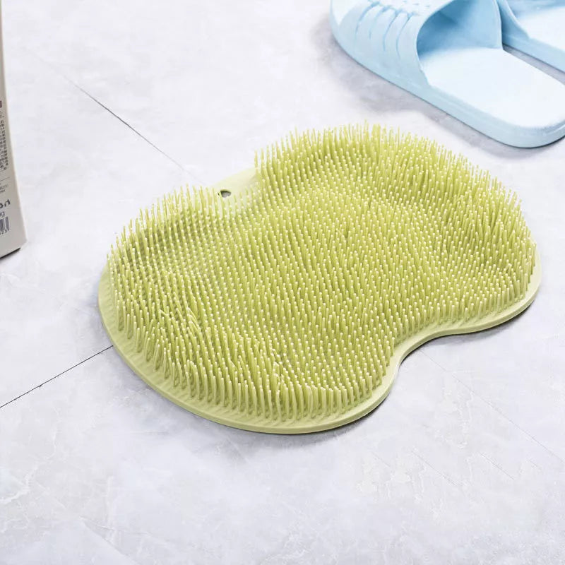 Non-slip massage bath brush with silicone bristles for cleaning and foot massage