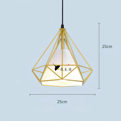Wrought iron diamond chandelier with adjustable height and LED lighting for 10-15 square metre rooms