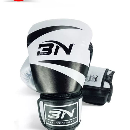 Muay Thai boxing gloves in various colors and sizes for training and punching