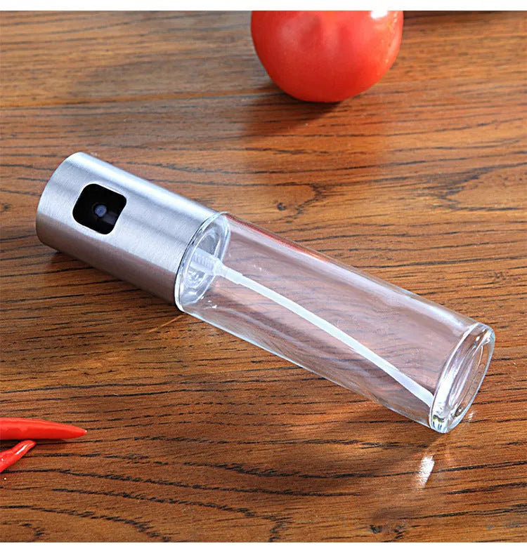 Gold ABS and glass kitchen oil vinegar spray bottle with push-pump mechanism