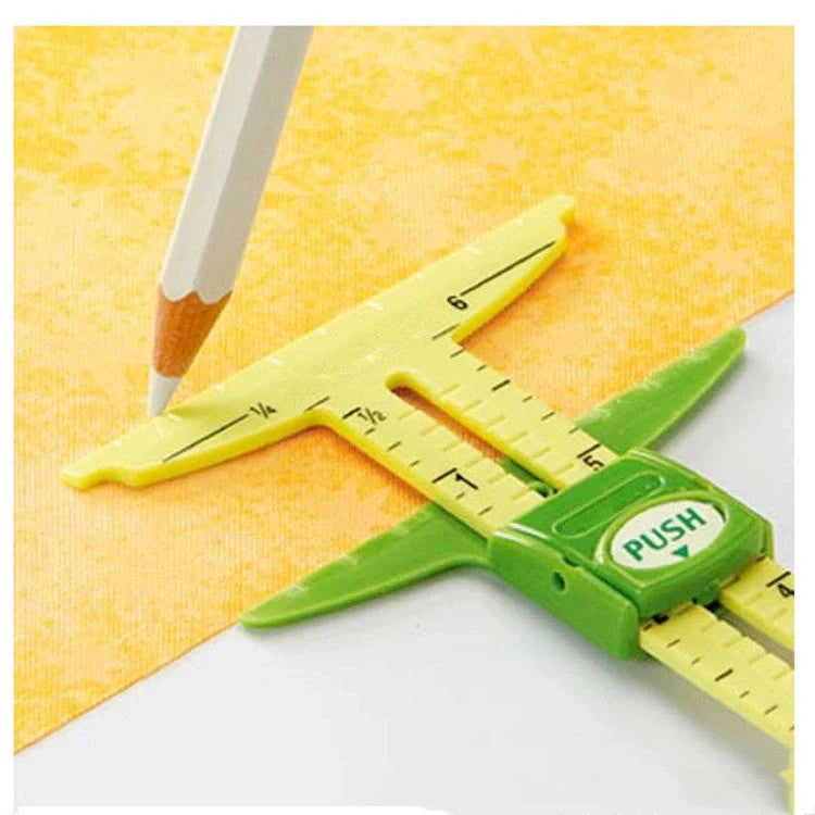 Versatile patchwork ruler with measurement markings, used for sewing, quilting, and crafting projects