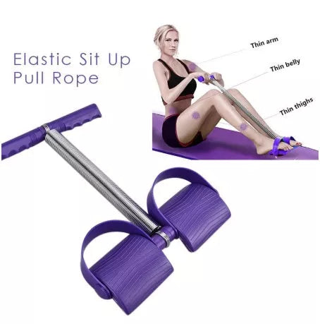 Spring pedal puller in purple, compact fitness equipment for muscle training