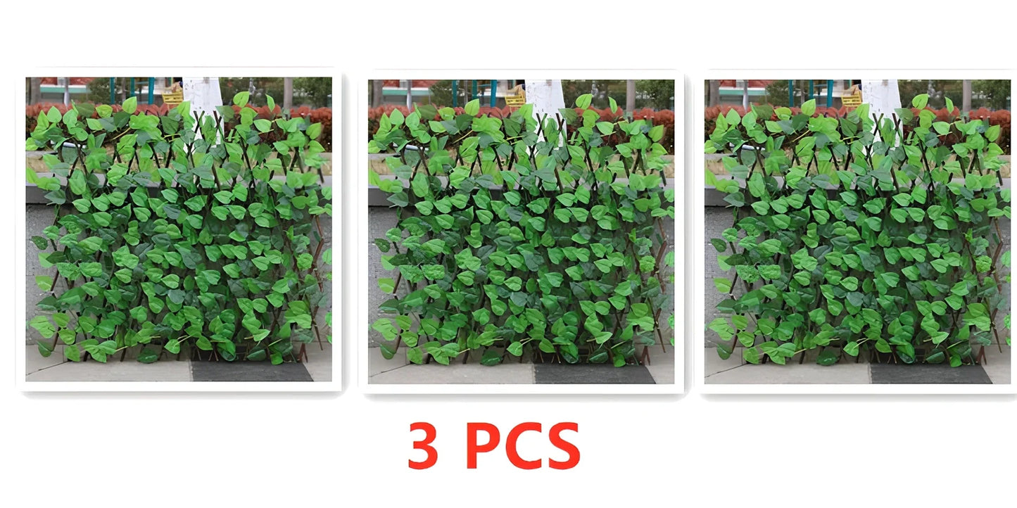 Plastic simulation wooden fence panel showing realistic wood grain texture in outdoor setting