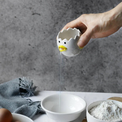 Hand-painted chicken ceramic egg white separator for kitchen use
