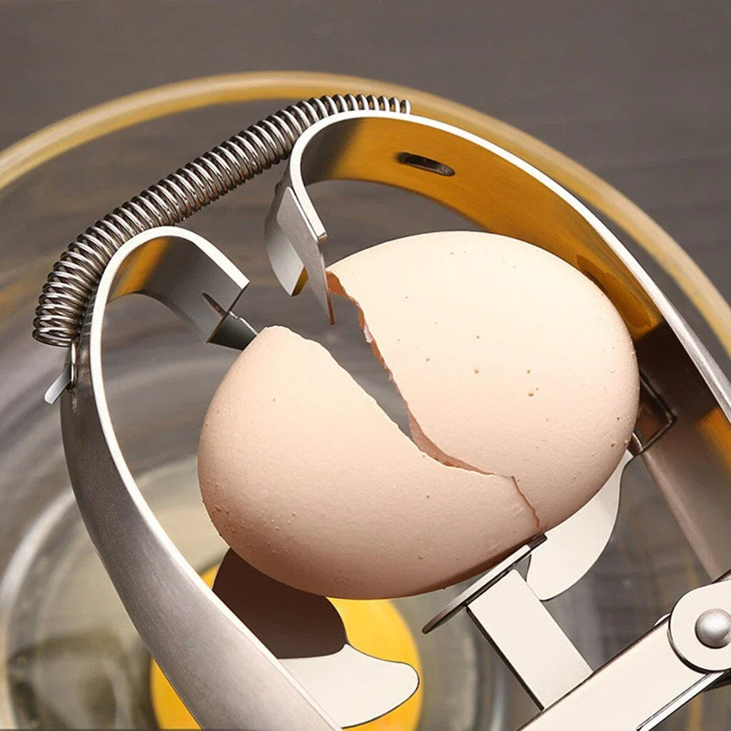 Premium stainless steel egg separator and cracker tool for effortless egg prep in the kitchen
