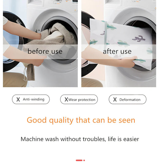 Mesh laundry protection bag with reinforced seams in various sizes from 16cm to 60cm for delicate garment washing