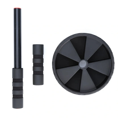 Black abdominal exercise wheel with 29cm steel pipe and 4.5cm wide wheel for core training