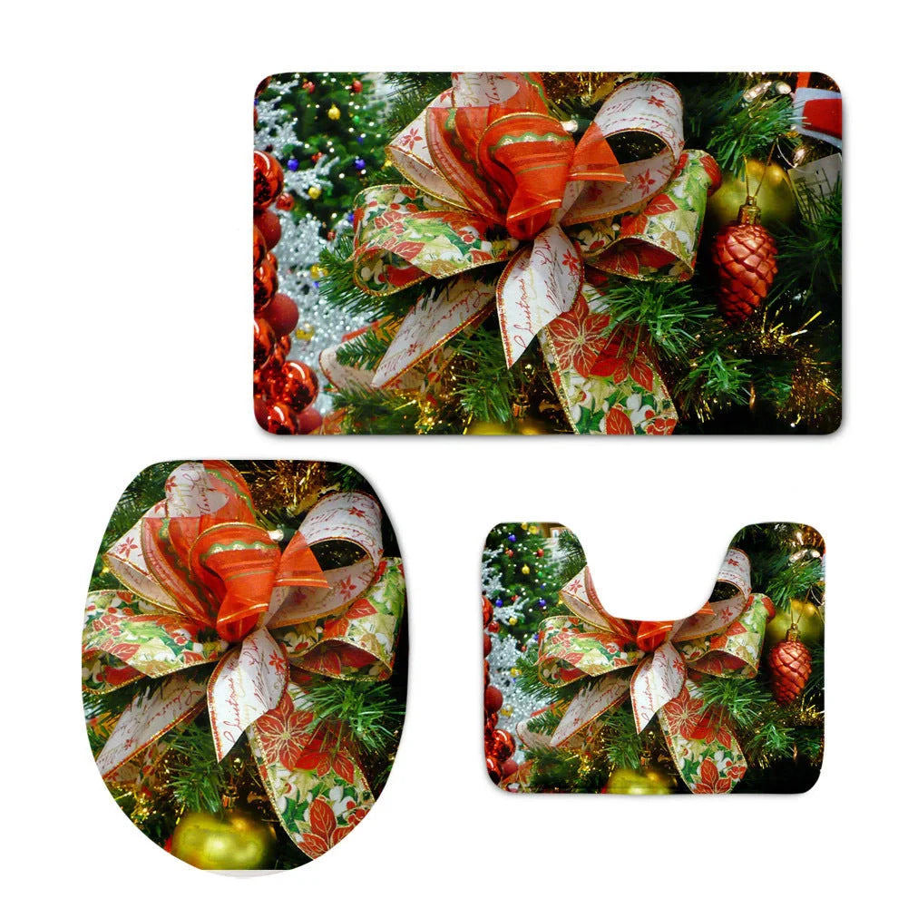 Custom 3D style bathroom set with flannel mats and toilet seat cover in various patterns