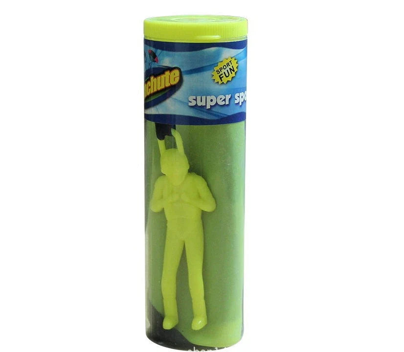 Colorful paratrooper toy parachute with soldier figure, designed for outdoor fun and educational play