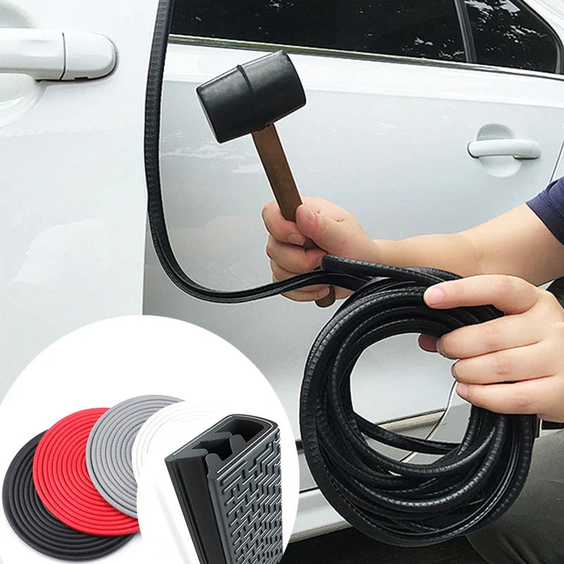 Universal car door anti-collision strip with built-in steel disc for scratch protection