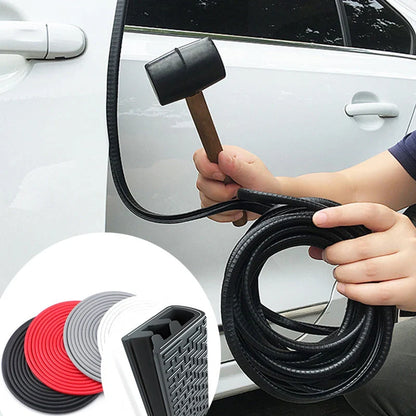 Universal car door anti-collision strip with built-in steel disc for scratch protection