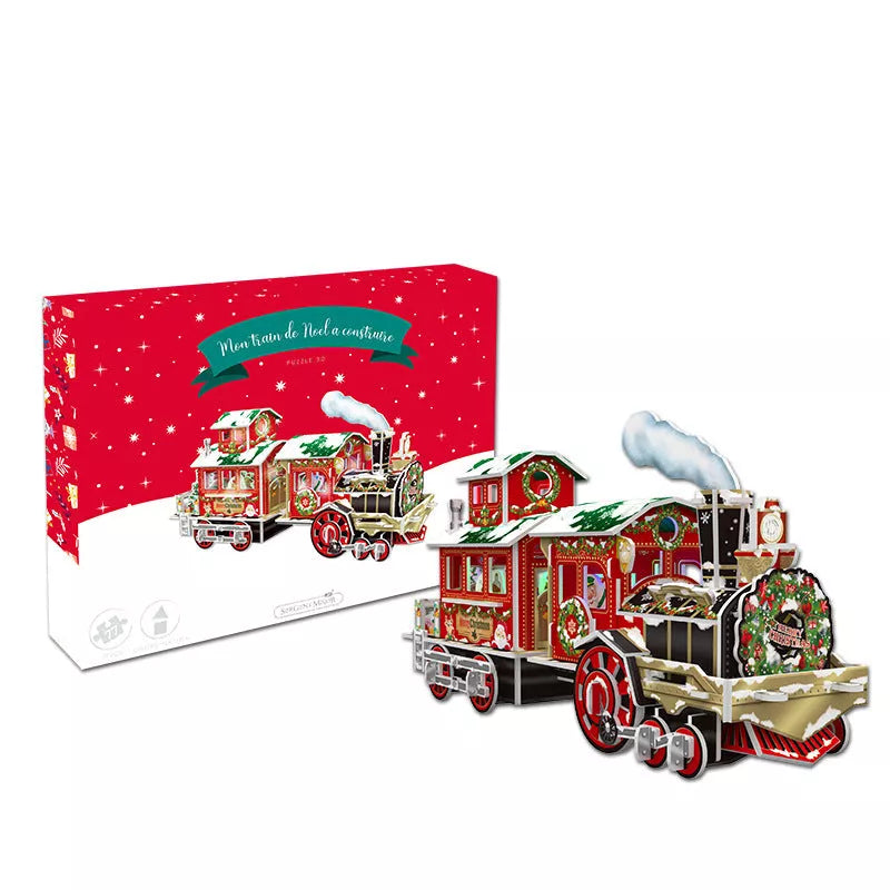 3D Train DIY Puzzle for children with RGB light, safe non-toxic materials
