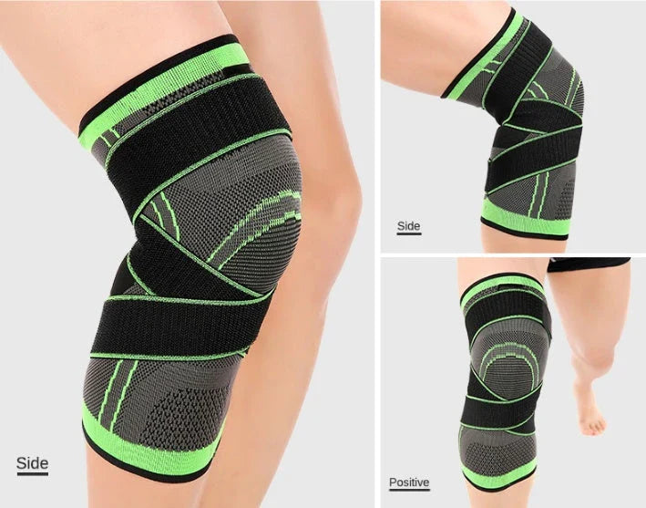 Durable sports knee brace with premium materials, 3D weaving technology, and customizable pressure belt design for active lifestyles