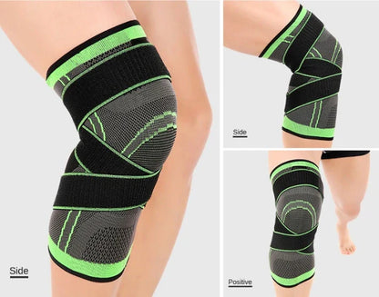 Durable sports knee brace with premium materials, 3D weaving technology, and customizable pressure belt design for active lifestyles