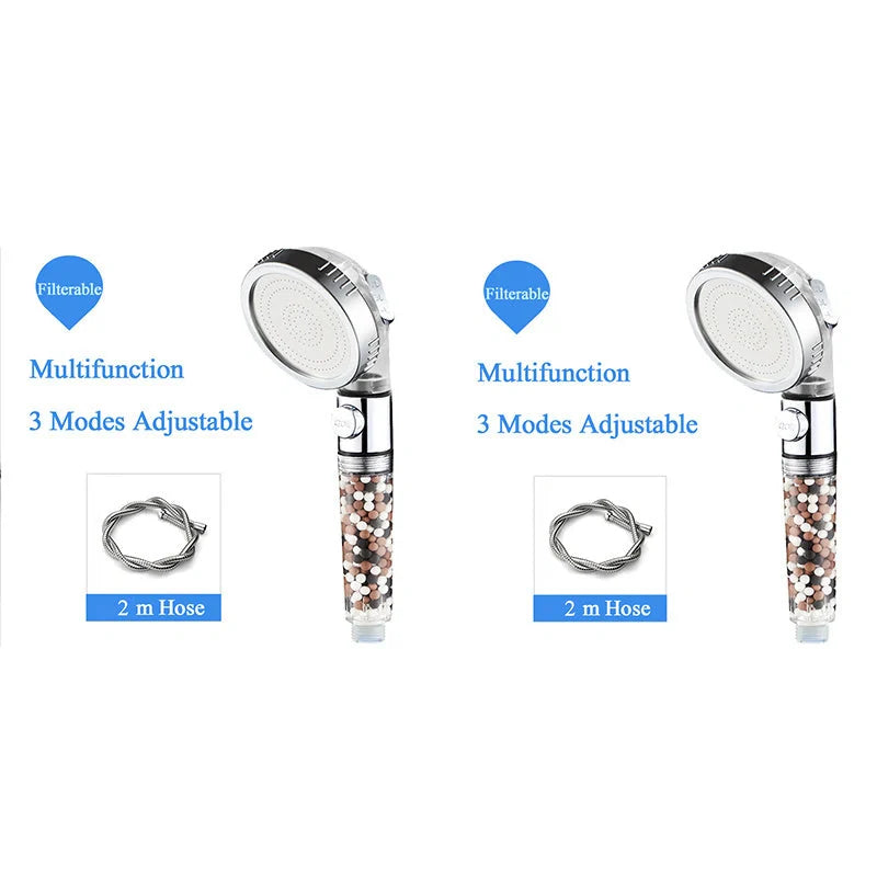 Household Negative Ion Pressurized Shower Head with adjustable modes and water-saving feature